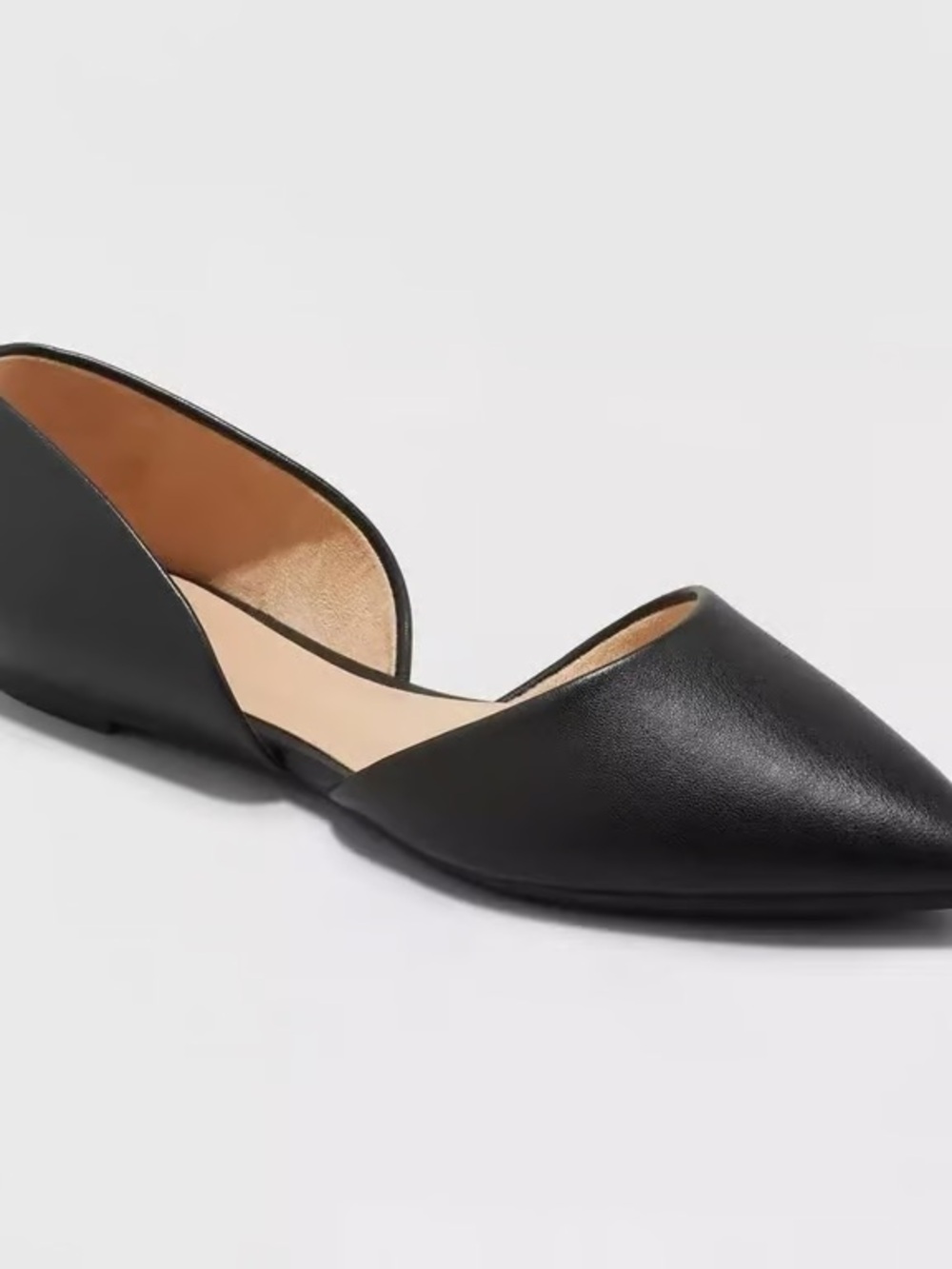 Pointed D'Orsay Flats in Black